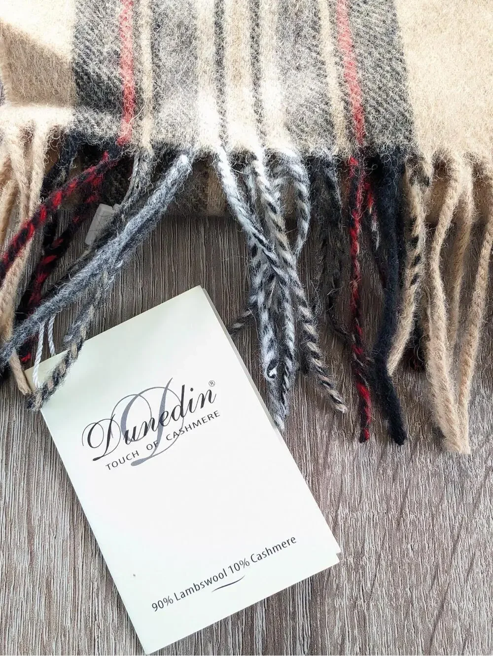 NWT Dunedin Tartan Plaid Scarf Stewart Camel Lambswool Cashmere Scotland